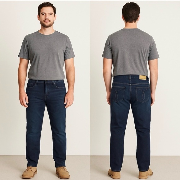 🔹 CALVIN KLEIN Men’s Slim Straight Jeans 38x32 Dark Wash 🔹 - Picture 9 of 10